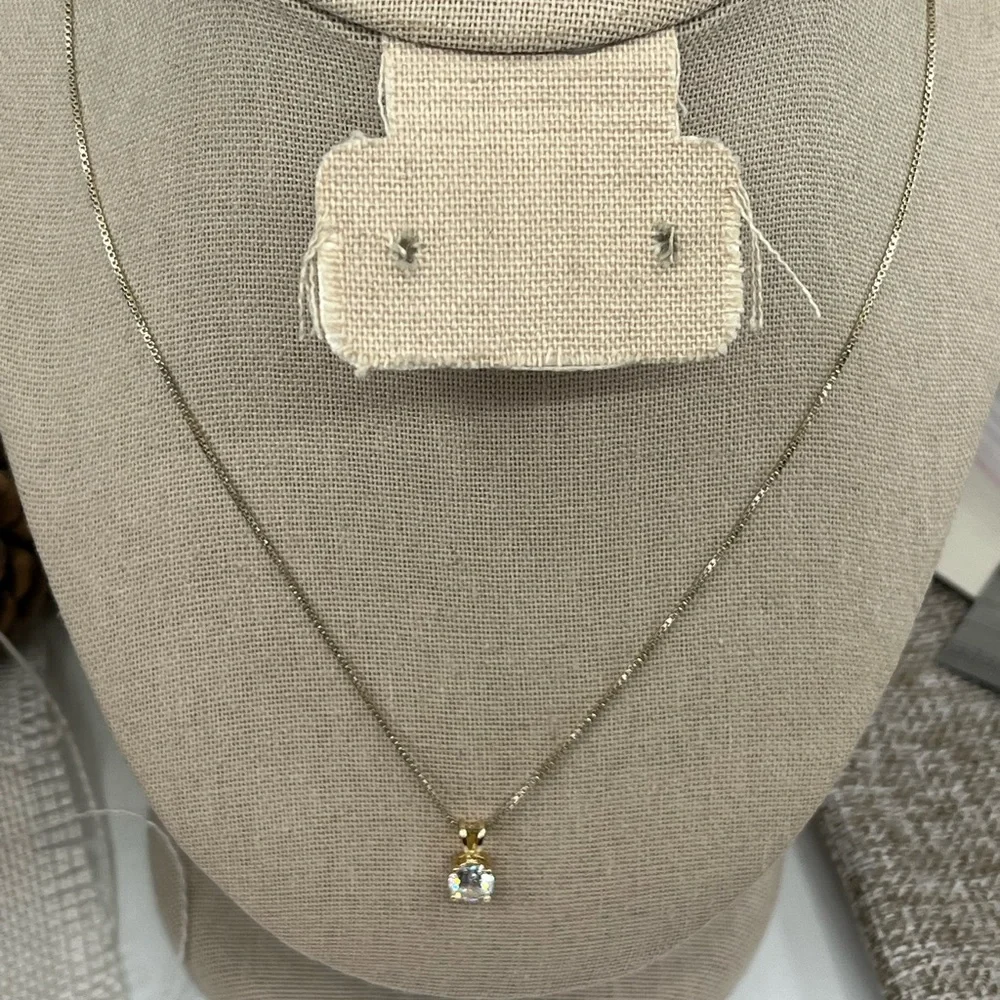 Vintage 925 Italy Sterling Silver Necklace w/ CZ Pendant – 18” - Picture 7 of 17